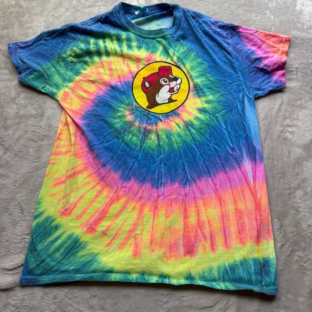 Bucees Tie Dye Shirt Mens Medium But First Buc-ee's Swirl Beaver Colorful